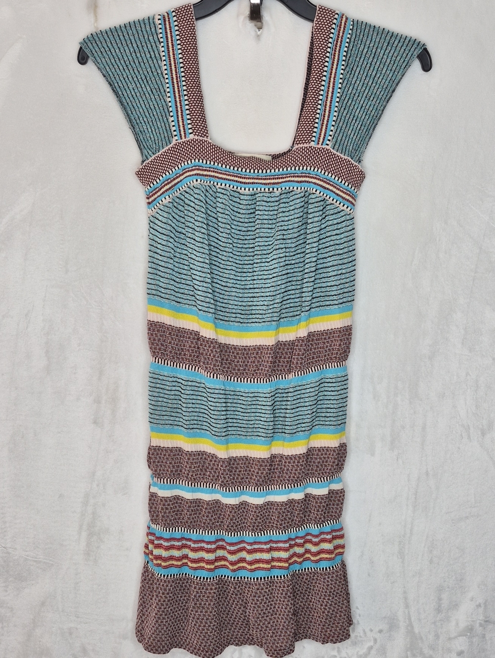 Aldo Martins Barcelona Striped Knit Midi Dress Green‎ Brown Size Medium